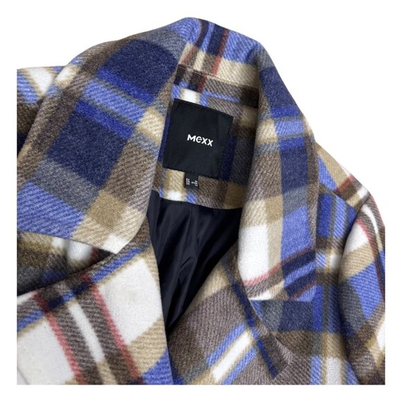NWT MEXX Plaid Long Trench Business Casual Pea Coat Womens Medium - Picture 3 of 7